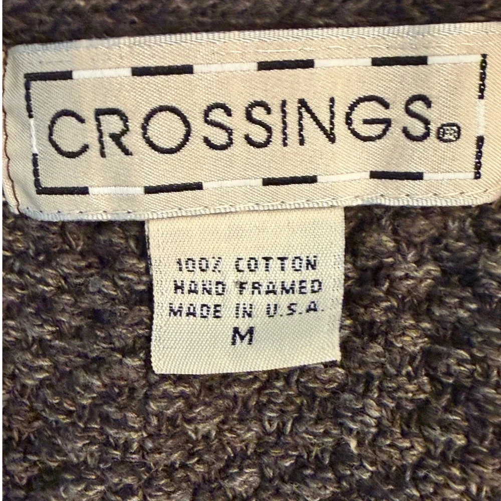 Crossings Vintage Knit Button Front Vest Men M Brown Fisherman Preppy Cotton USA